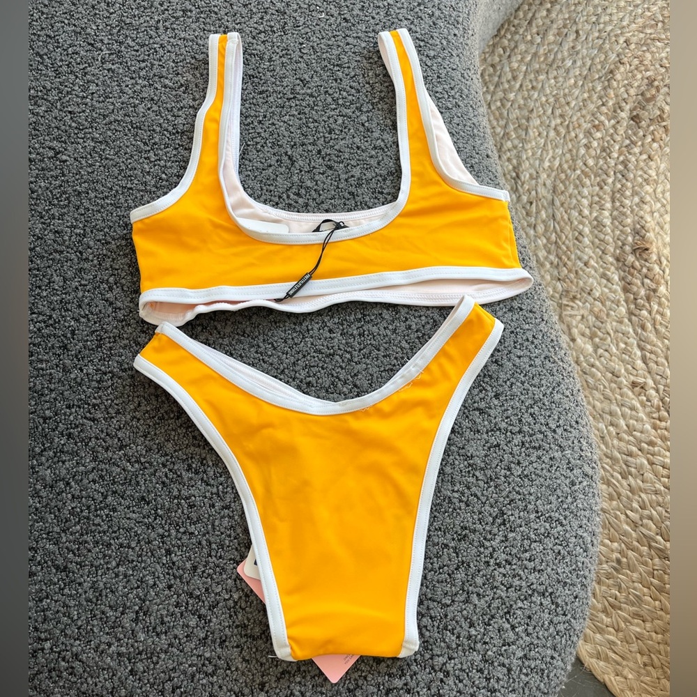 PrettyLittleThing Yellow Bikini with White Accents